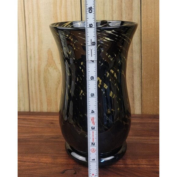 Vintage Hand Blown Green and Black Swirl Vase - Picture 12 of 16